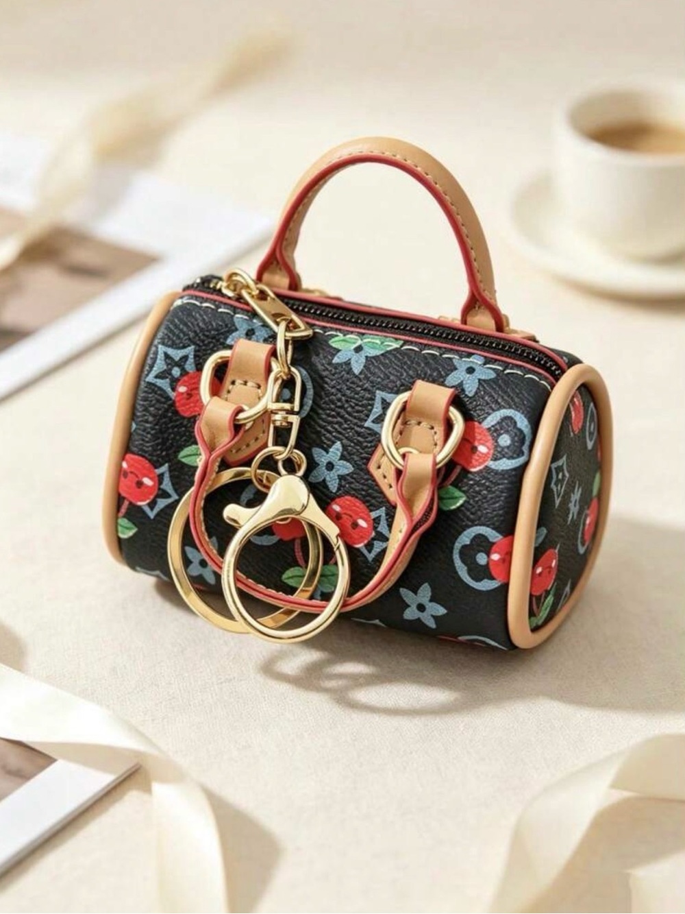 Mini Cherry Print Coin Bag/Crossbody Bag - Picture 2 of 5